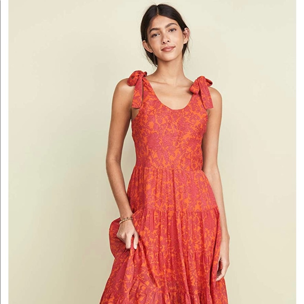 Free People NEVER WORN Paisley pink and orange midi dresss - perfect for summer!